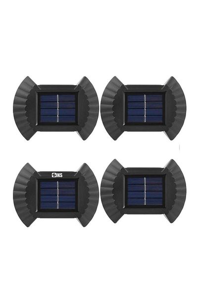 SIKS Set de 4 lămpi solare SIKS cu lumină bidirecțională, impermeabile, 2 LED-uri SMD, IP65, 200mah, negre