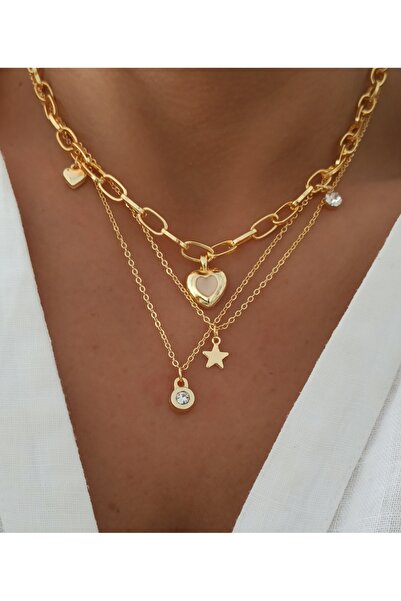 DENİZDENAL مجموعة قلادة Shine Love الثلاثية
