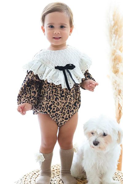 Baby Animals Baby Girl Romper Girl Kid Romper Birthday Party Wedding Romper Ruched Long Sleeve Romper