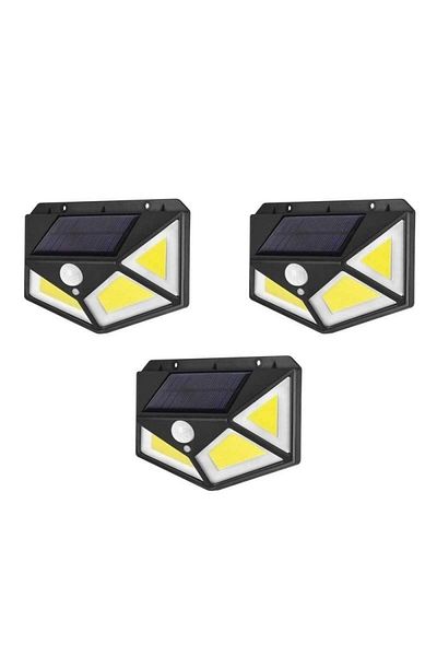 SIKS Set of 3 x SIKS® Solar Powered Lamp, Motion Sensor, 3 Lighting Modes, 100 LED, Wall Mounted