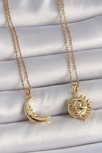 Skygo 316L Steel Gold Color Moon Sun Model Dating Women's Necklace - Tj-Bko10027