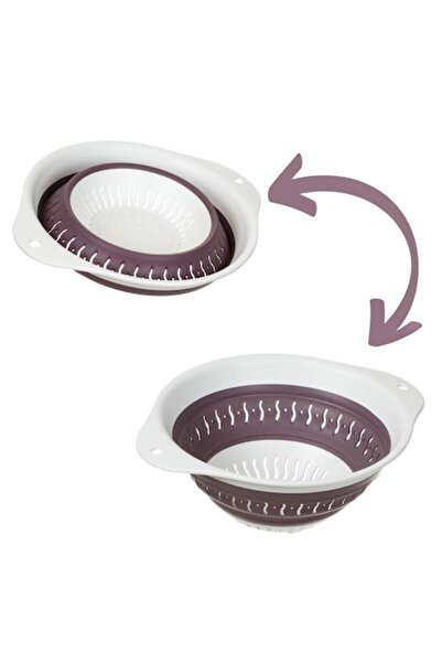 OEM Sită pliabilă din plastic, alb/violet, Ø24x10cm