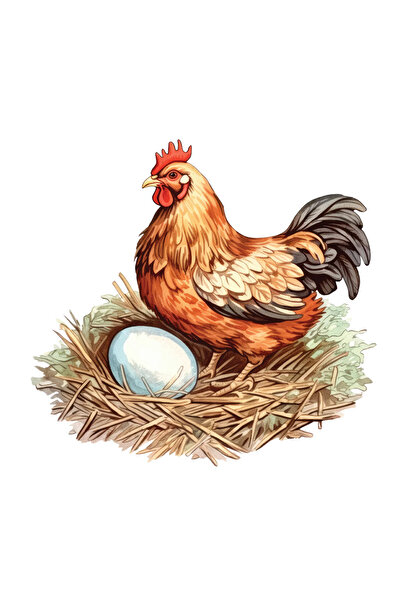 INOVATIX Set de 8 piese, autocolant Găină cu ou, INOVATIX®. 6 cm