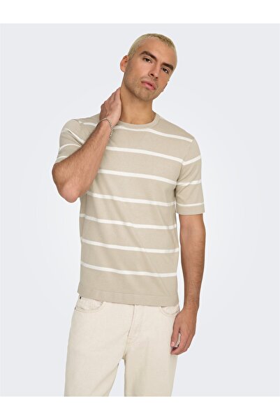 Only & Sons Onswyler Life Reg 14 Ss Striped Knit Men's Gray Sweater - Os22032764