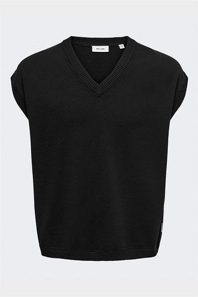 Only & Sons Onslusim Life Rlx 12 V-Neck Vest Knit Men's Black Vest - 22030784