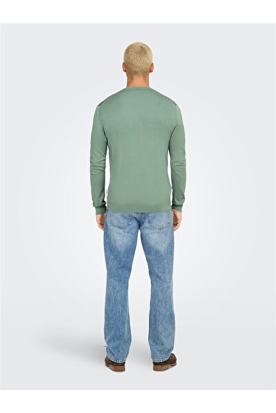 Only & Sons Onswyler Life Reg 14 Ls Crew Knit Noos Men's Green Sweater - 22020088