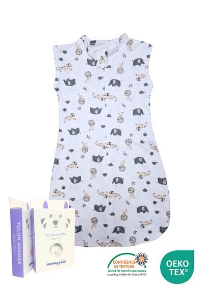 Mommyslab 0-4 Months New Season Patterned Colorful Snap Zippered 100% Cotton Jumpsuit Swaddle (Oeko Tex Cif Certified)
