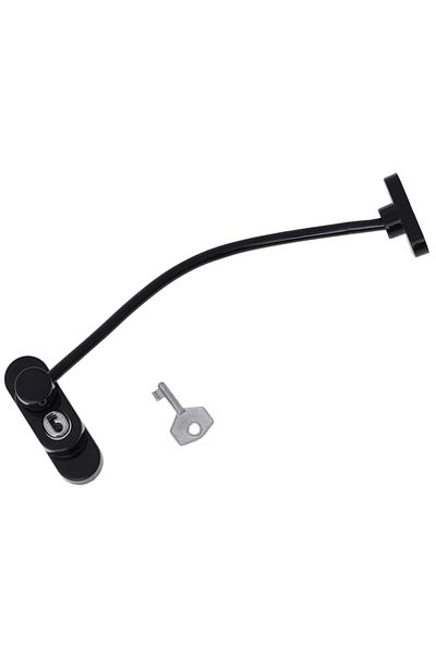 WTO PVC Window or Door Protection System with Key and Steel Cable, Black