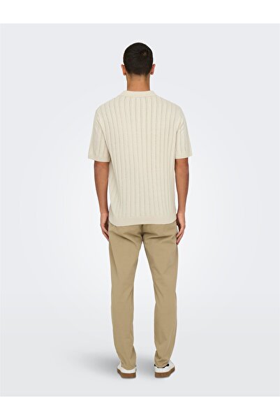 Only & Sons Onskent Life Reg 12 Ss Polo Knit Men's Beige Sweater - 22033463