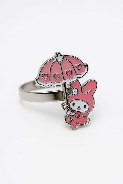 MakeWell Adjustable Children's Ring with Adjustable Kuromi and My Melody Design
