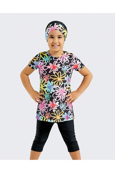 İKSUN Short Sleeve Full Body Kids Swimmer Swimwear Swim Cap Suit Beach Sea Wear