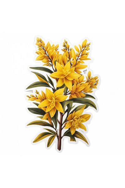 INOVATIX Set de 8 piese, Autocolant Creangă cu flori Forsythia, INOVATIX®. 6 cm