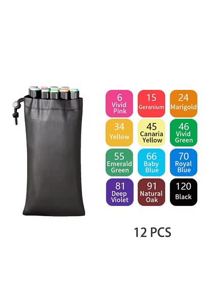 Wolawood Special Design Marker Pen Set 24-36-48-60-80-120 Colors Options Artist Drawing Kit with Carrying Bag
