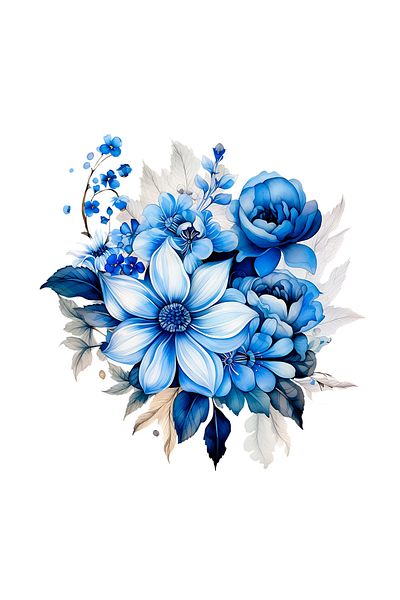 INOVATIX Set of 8, Sticker Bouquet with blue flowers, INOVATIX®. 6 cm