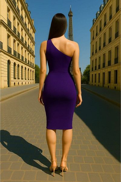 Edolika Fashion Shop & Boutique Women's Sendy Fabric One Shoulder Midi Length Dress