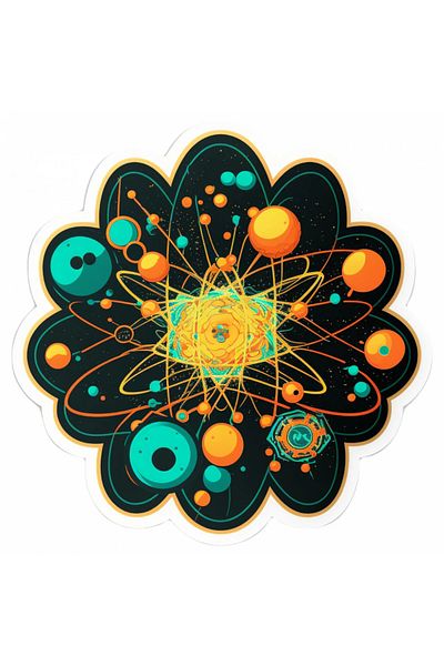 INOVATIX Set de 8 autocolante universale cu structura atomică, INOVATIX®. 6 cm