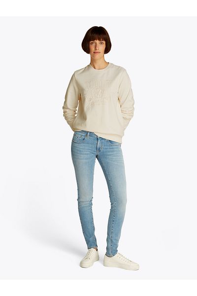 Tommy Hilfiger Women Ancient White Tonal Crest Sweatshirt