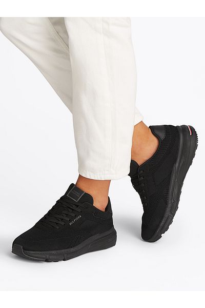 Tommy Hilfiger Men Black Lightweight Rwb Knit Sneakers