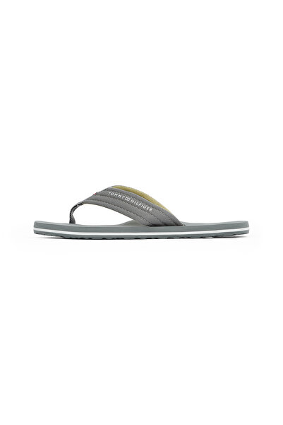 Tommy Hilfiger Men Universal Grey Logo Webbing Pool Flip Flops