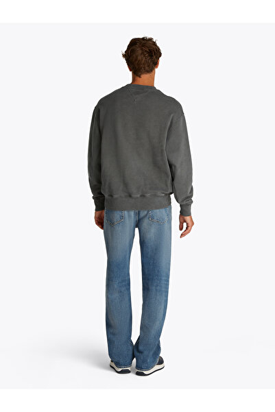 Tommy Hilfiger Men Washed Black Crew Neck Relaxed Sweatshirt