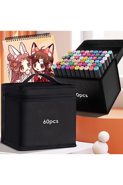 Wolawood Special Design Marker Pen Set 24-36-48-60-80-120 Colors Options Artist Drawing Kit with Carrying Bag