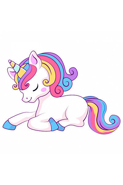 INOVATIX Set de 8 autocolante cu unicorn obosit, INOVATIX®. 6 cm