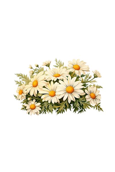 INOVATIX Set de 8, Buchet autocolant cu flori albe, INOVATIX®. 6 cm