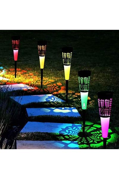 SIKS Set de 6 lămpi solare decorative de exterior SIKS, alb rece și multicolor, pentru grădină, încărcare solară