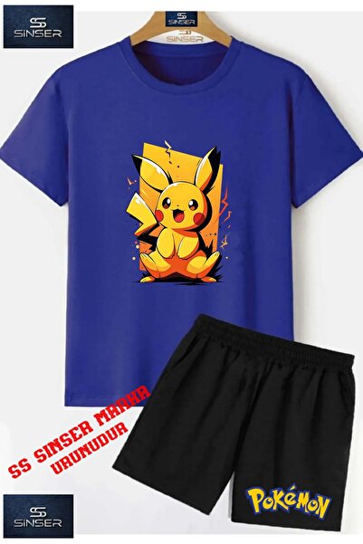 SS SİNSER Tricou cu gât rotund cu imprimeu special pentru copii „PIKHACU SARI...