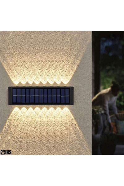 SIKS Set de 2 x Aplica decorativă cu LED SIKS pentru fațadă, Alee, Grădină, 12 LED-uri cu lupă