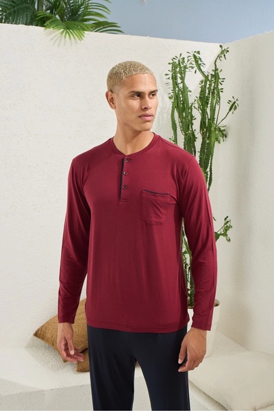 Beruflic Lavinya 9220 Men's Midi Collar Long Sleeve Pajama Suit