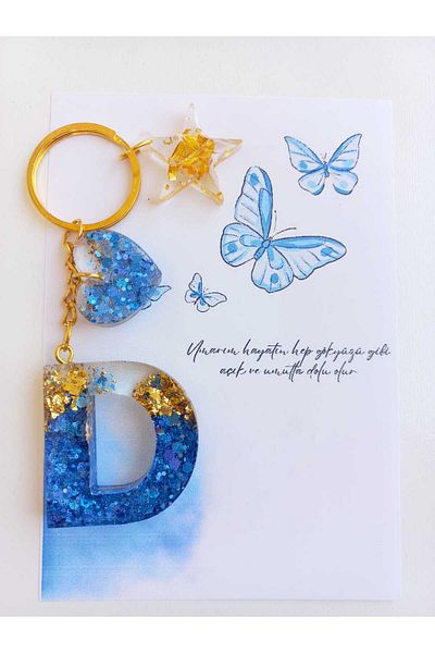 demirbasavm Handmade Epoxy Gift Letter D Keychain