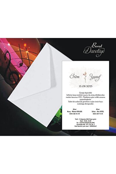 Berat tasarım Baskısız Davetiye (50 Adet)