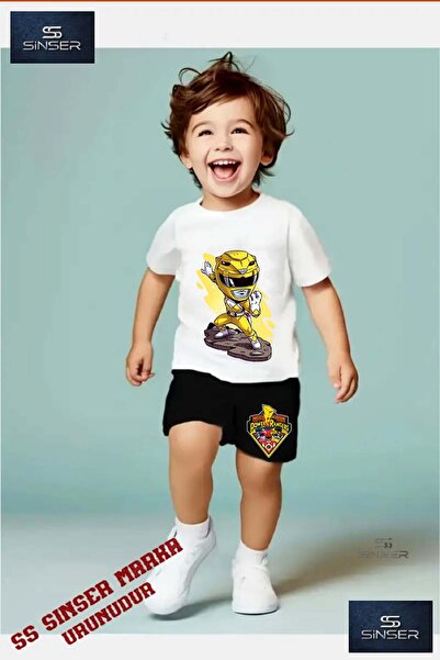 SS SİNSER Παιδικό μπλουζάκι με στρογγυλή λαιμόκοψη και σορτς  "POWERRANGER CH...