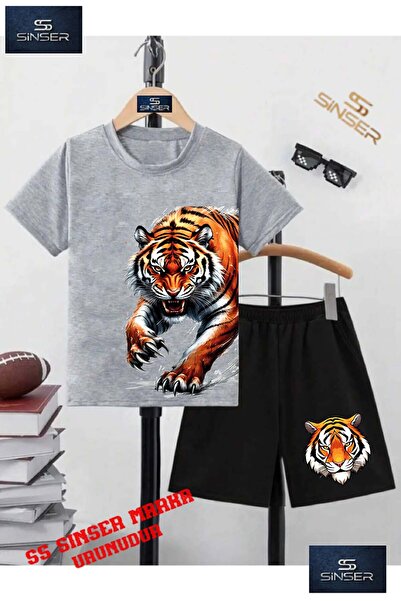 SS SİNSER Children's “Tiger Firewood Claws“ Custom Printed Crew Neck T-Shirt ...