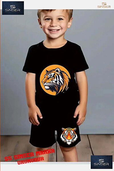SS SİNSER Children's “Tiger Head Circle“ Special Printed Crew Neck T-Shirt - ...