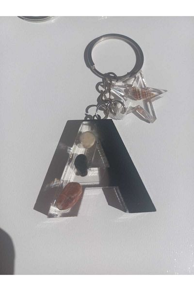 demirbasavm Handmade Epoxy Gift Letter a Keychain