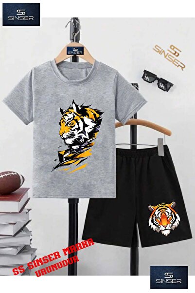 SS SİNSER Tricou cu gât rotund cu imprimeu special pentru copii „KAPLAN SAGA ...