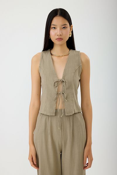 SEVİLEN Tie-Up Linen Vest