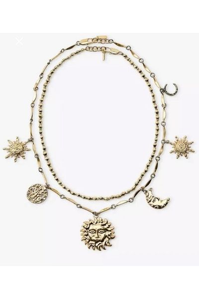 Aka Brand Model Dual Moon Sun Necklace