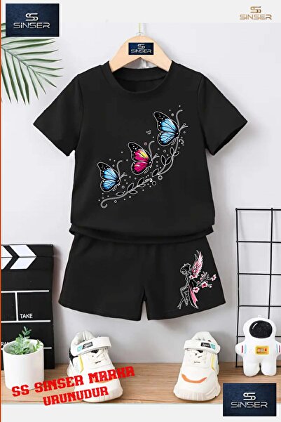 SS SİNSER Children's “Butterfly 3Lu Sarmasik“ Special Printed Crew Neck T-Shi...