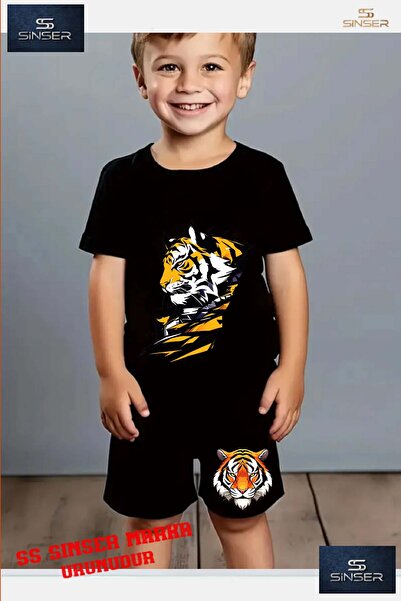 SS SİNSER Tricou cu gât rotund cu imprimeu special pentru copii „KAPLAN SAGA ...