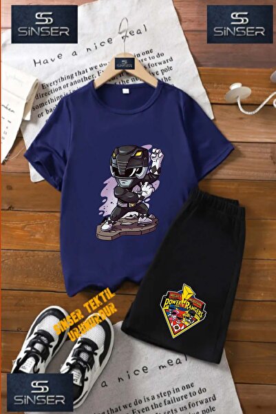 SS SİNSER Tricou cu gât rotund cu imprimeu special „POWERRANGER CHARACTER BLA...