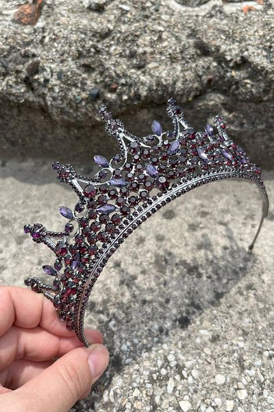 Hobigram Catalina Purple Bridal Henna Crown Special Occasion Accessory Women's Crown Hair Accessory – Crown, Crystal Stone