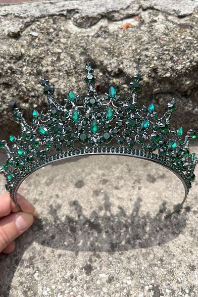 Hobigram Catalina Green Bridal Henna Crown Special Occasion Accessory Women's Crown Hair Accessory – Crown, Crystal Stone