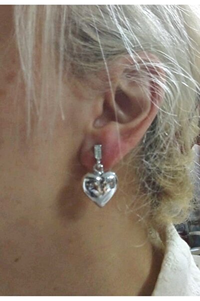 mos&more Silver Dangle Heart Lightweight Women's Earrings