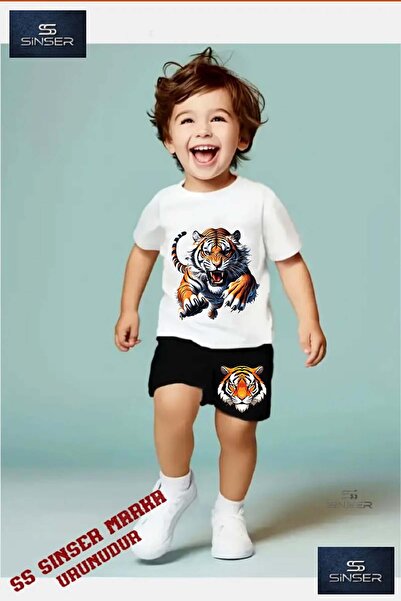 SS SİNSER Children's “Tiger One Attack“ Special Printed Crew Neck T-Shirt - S...