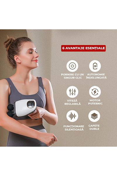 miraza Professional Massage Gun, 2 Simultaneous Heads, 10 Adjustable Speeds, 8 Accessories