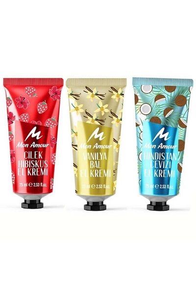 monamour Mon Amour Strawberry+Vanilla & Honey+Coconut Hand Cream 3 Pcs