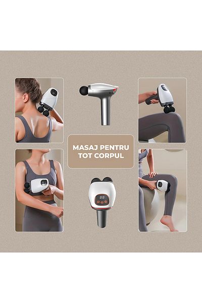 miraza Professional Massage Gun, 2 Simultaneous Heads, 10 Adjustable Speeds, 8 Accessories